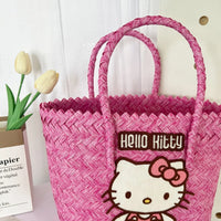 Hello Kitty Pink Petals Woven Tote Bag