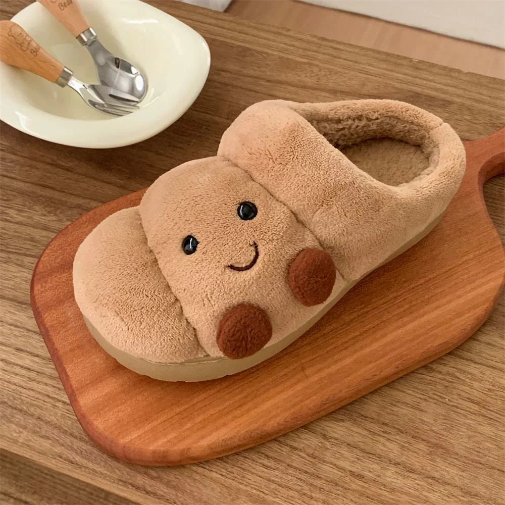 Croissant Cozies Plush Slip-on Slippers