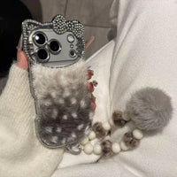 Hello Kitty Furry iPhone Case With Keychain with Charm - Bear Hugs