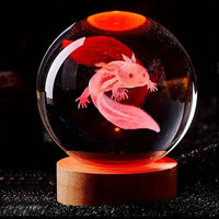 3D Axolotl Crystal Sphere Night Lamp - Bear Hugs