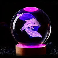 3D Axolotl Crystal Sphere Night Lamp - Bear Hugs