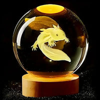 3D Axolotl Crystal Sphere Night Lamp - Bear Hugs