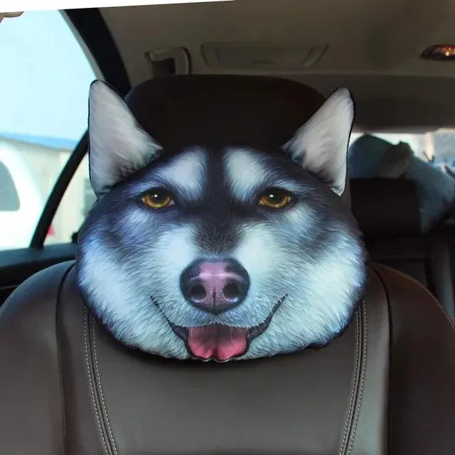 3D Cat & Dog Headrest Cushions with Seatbelt Covers - Bear Hugs