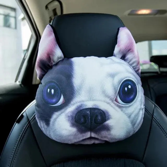 3D Cat & Dog Headrest Cushions with Seatbelt Covers - Bear Hugs