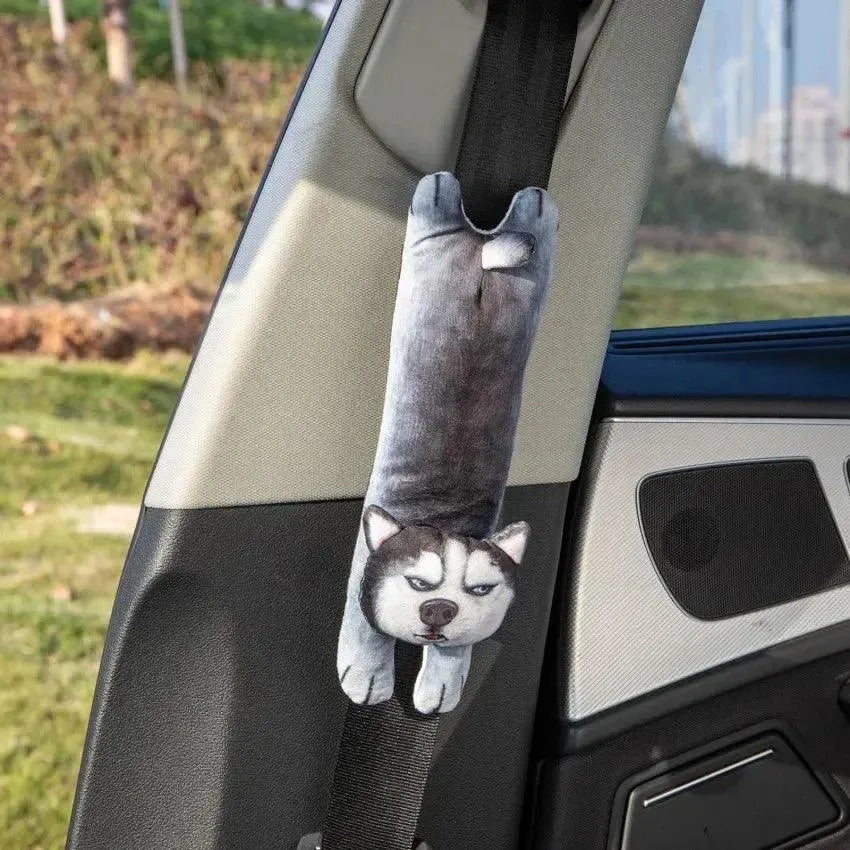 3D Cat & Dog Headrest Cushions with Seatbelt Covers - Bear Hugs