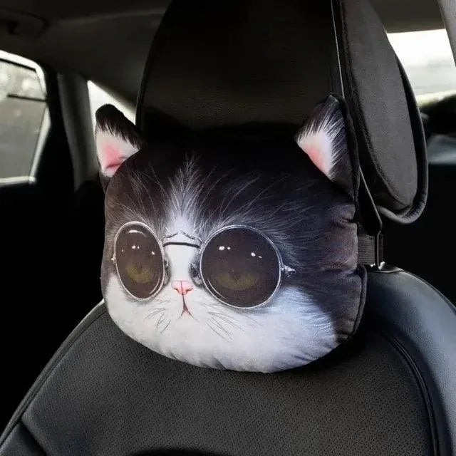 3D Cat & Dog Headrest Cushions with Seatbelt Covers - Bear Hugs