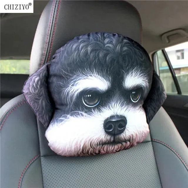 3D Cat & Dog Headrest Cushions with Seatbelt Covers - Bear Hugs