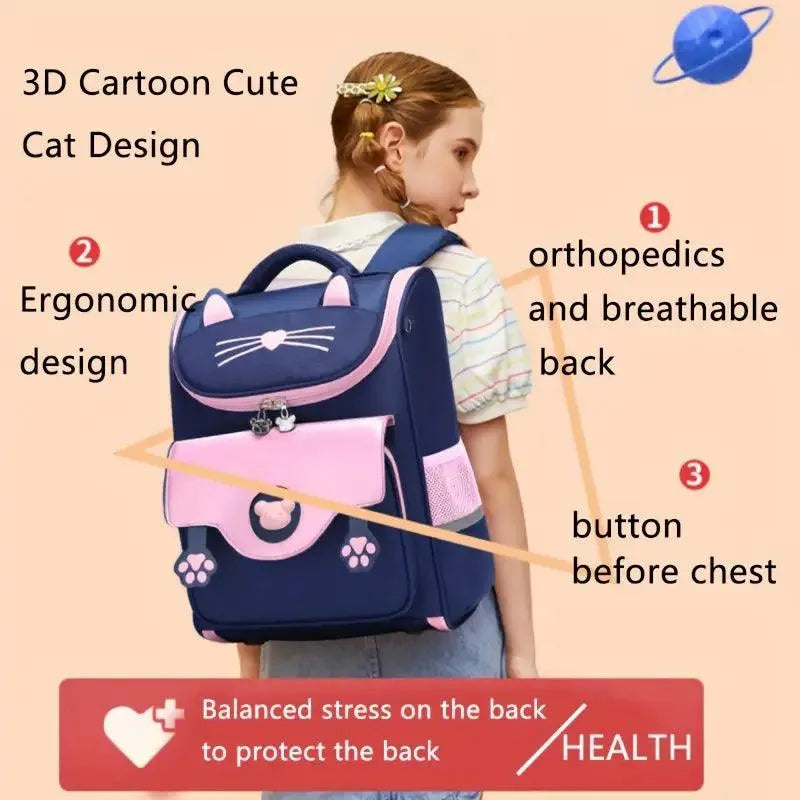 3D Cat Themed Burden Reducing Waterproof Backpack - Bear Hugs