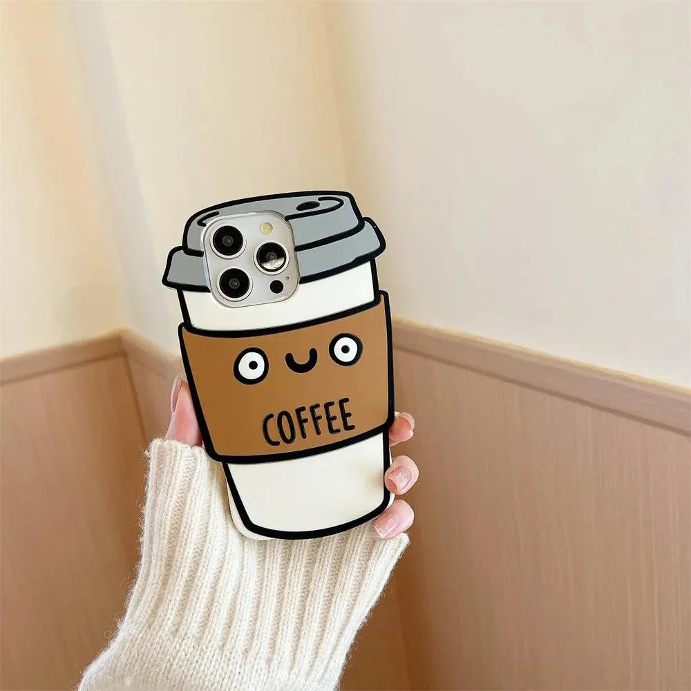 3D Coffee Cup Phone Case (For iPhones) - Bear Hugs