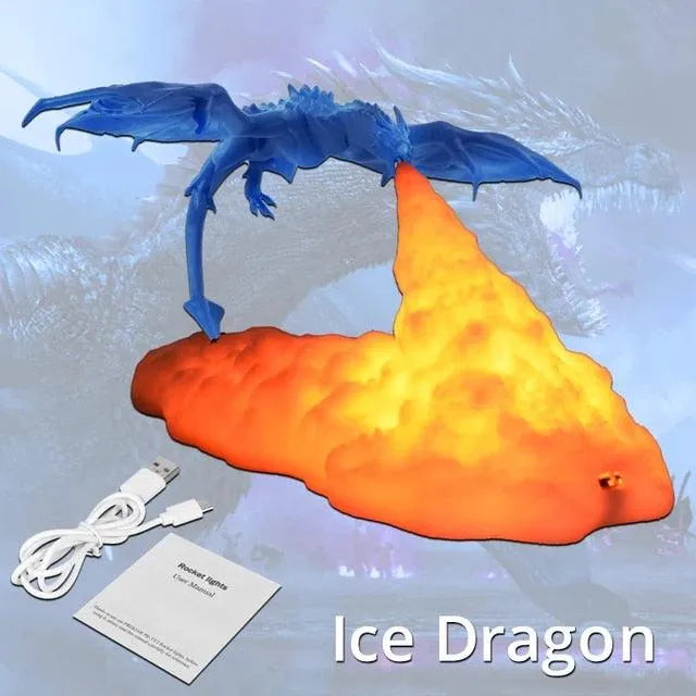 3D Flying Fire and Frost Dragon Night Light - Bear Hugs