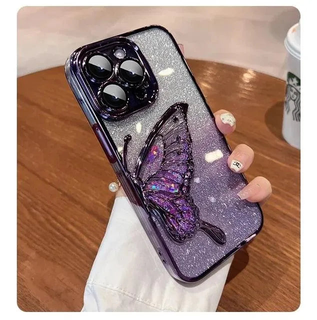 3D Glitter Butterfly Quicksand Case (For iPhone) - Bear Hugs