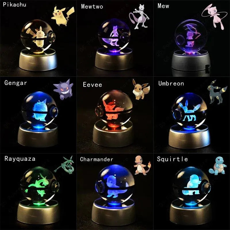 3D Pokemon Crystal Pokeball Night Lamp - Bear Hugs