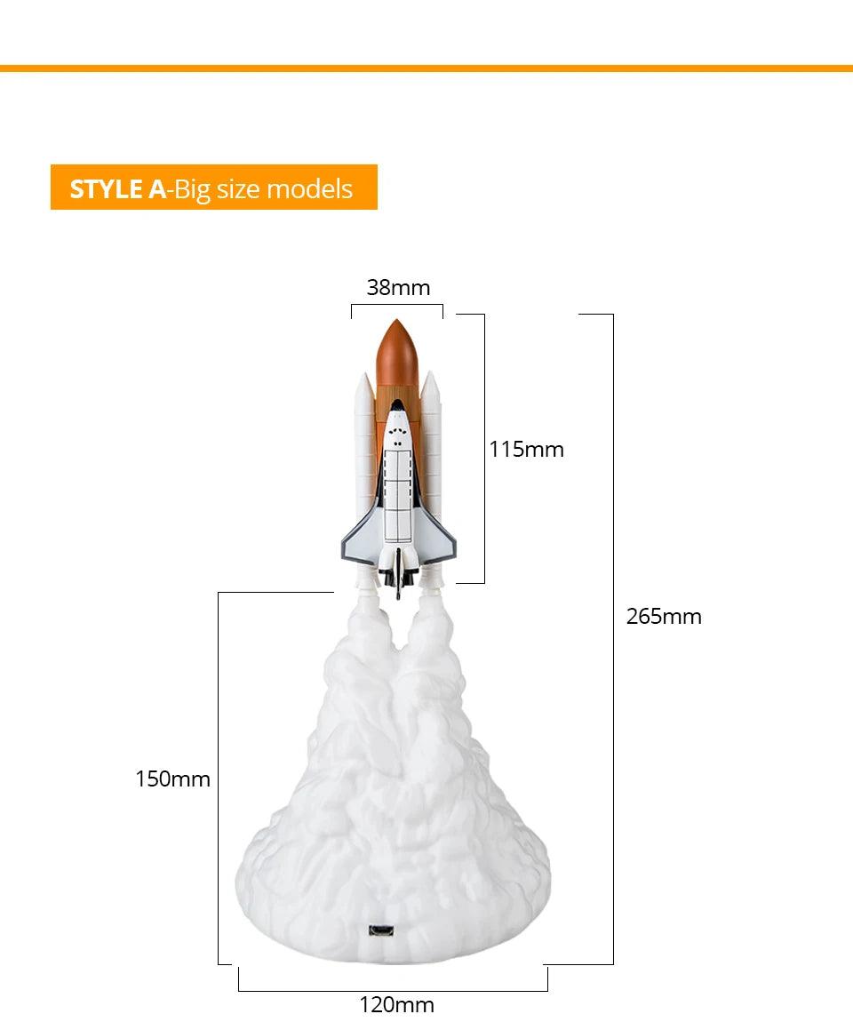 3D Rocket Spaceship Night Light - Bear Hugs