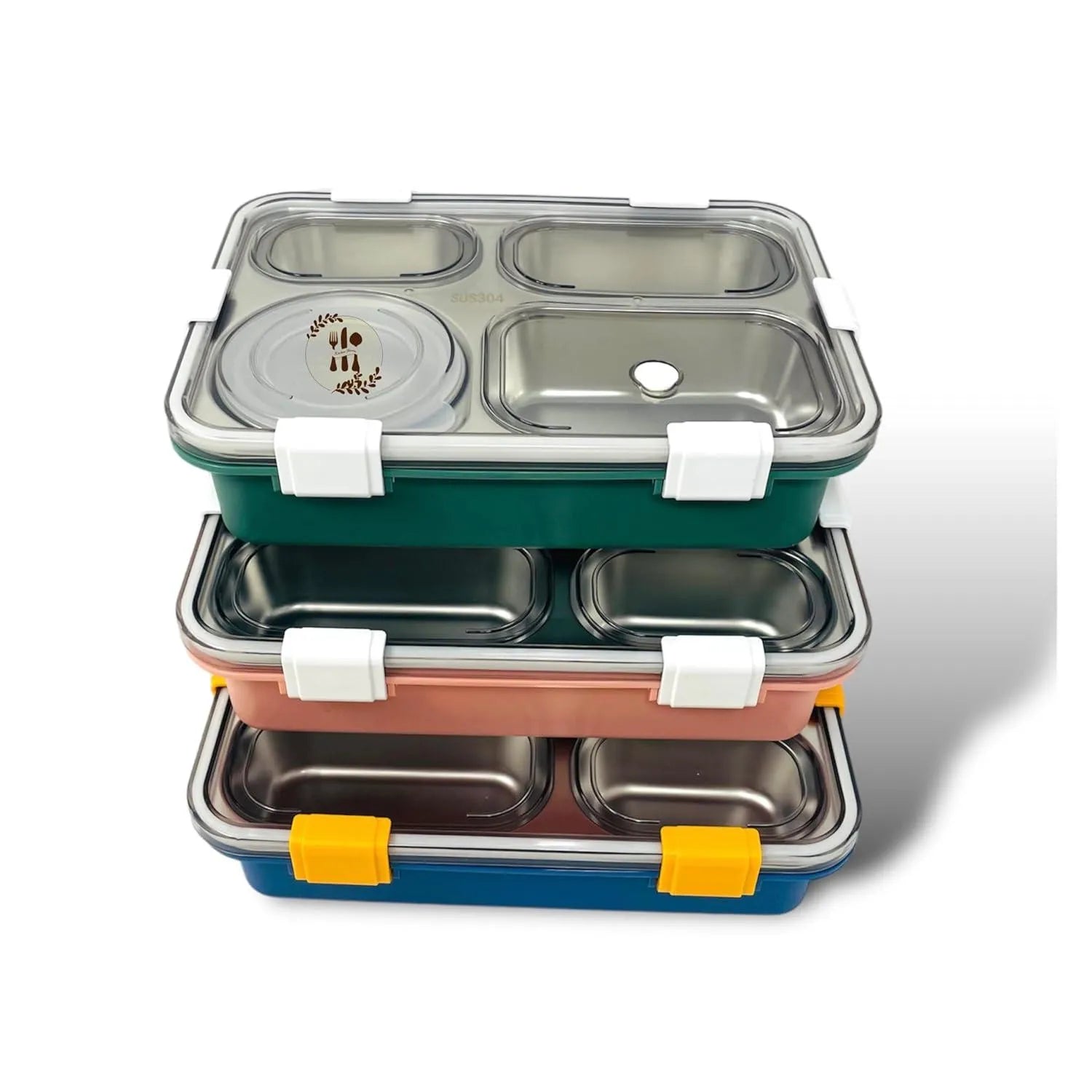 4 Compartment Insulated Steel Lunch Box (900 ml) - Bear Hugs