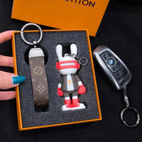 Headphone Bunny Monogram Keychain