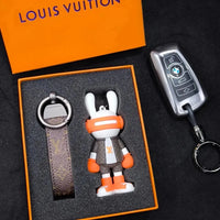 Headphone Bunny Monogram Keychain