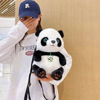 Cute Bell Panda Plush Backpack