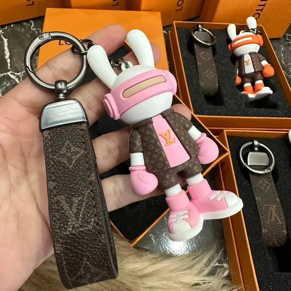 Headphone Bunny Monogram Keychain