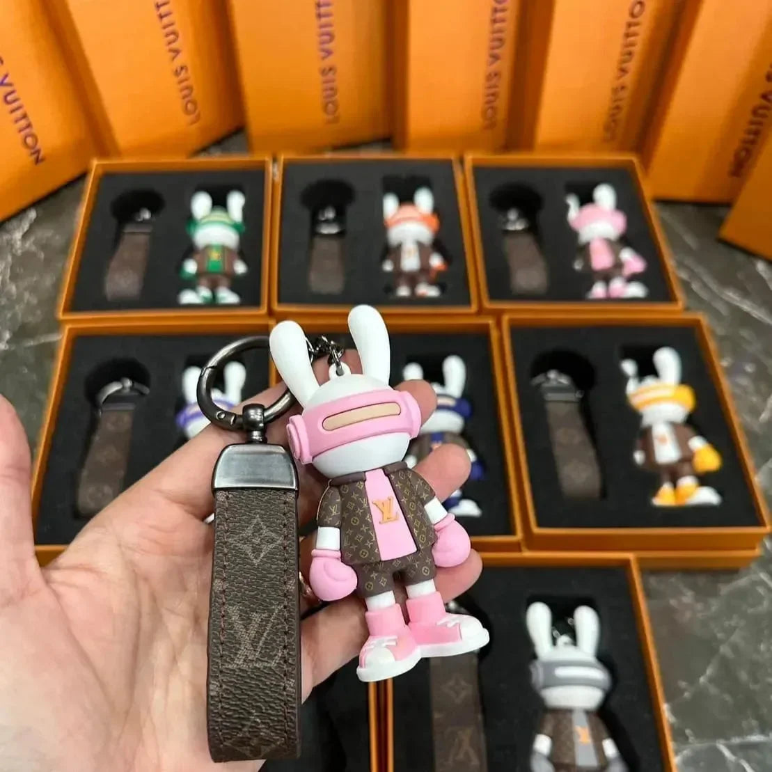 Headphone Bunny Monogram Keychain