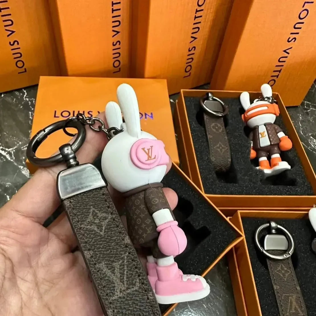 Headphone Bunny Monogram Keychain
