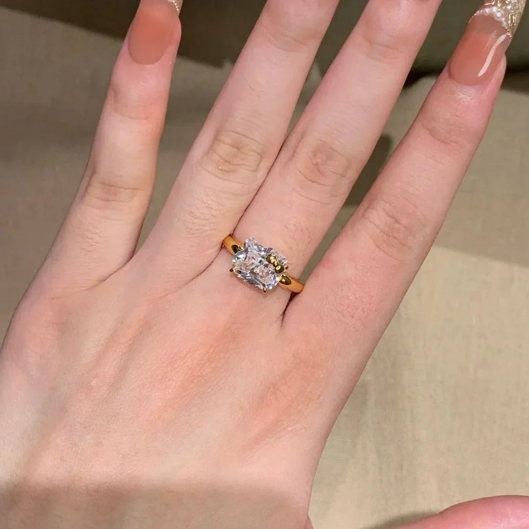 Hellokitty 925 Sterling Silver White Gold Plated Cubic Zirconia Promise Ring - Bear Hugs