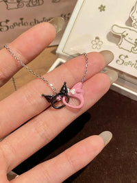 Kuromi and My melody Double interlocking necklace with gift box - Bear Hugs