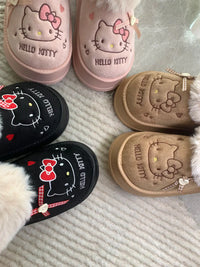 Hello Kitty Faux-Fur Trim & Bow Accent Plush Slippers - Bear Hugs
