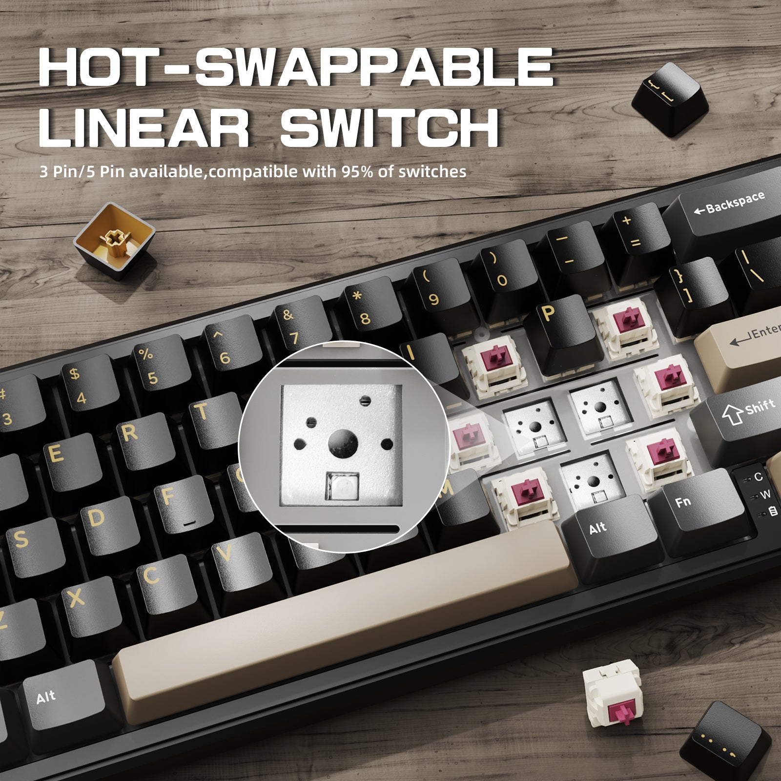 ATTACK SHARK X66 Wireless Mechanical Keyboard with 8K Coiled Cable - Bear Hugs