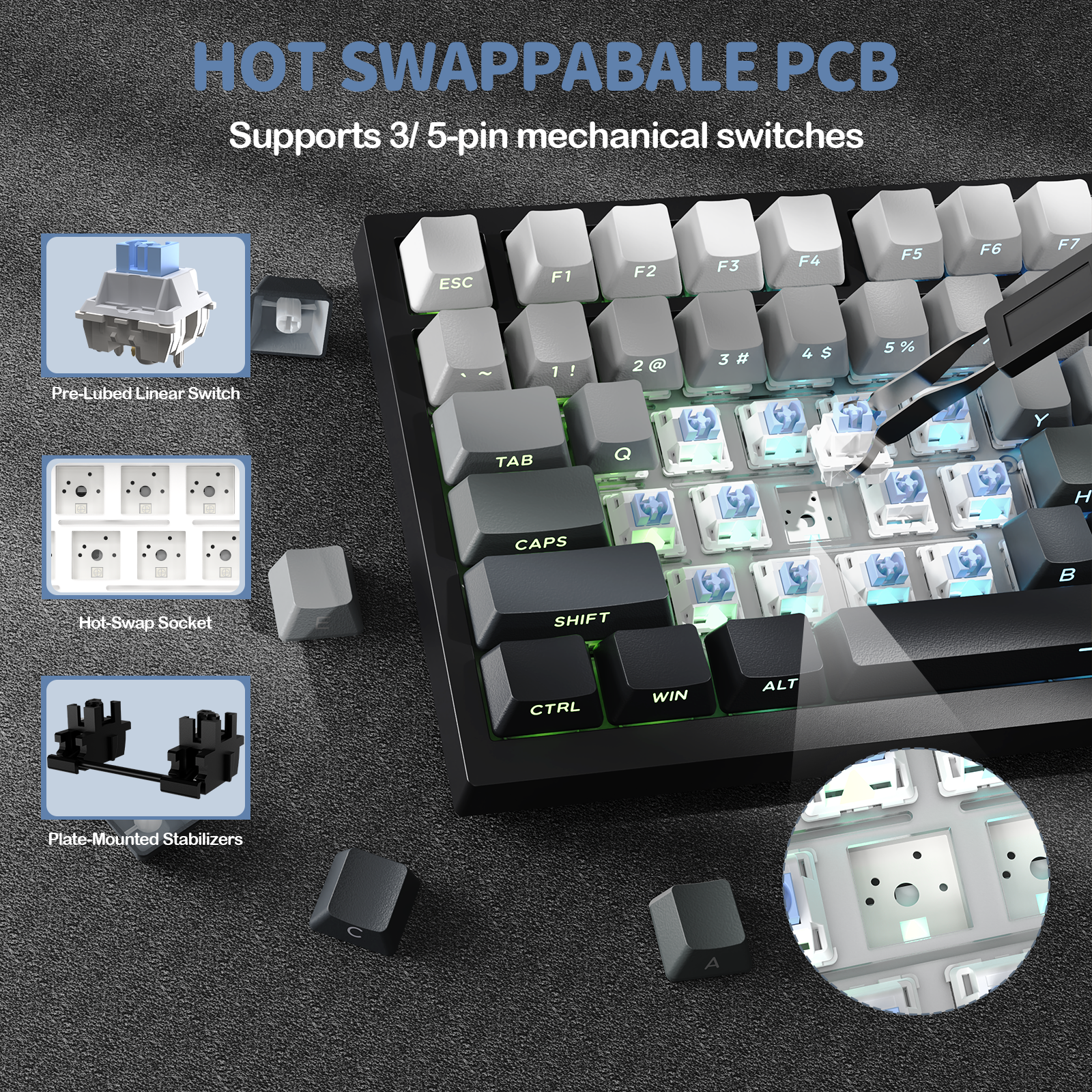ATTACK SHARK X820Ultra Tri-mode Gasket Mechanical Keyboard - Bear Hugs