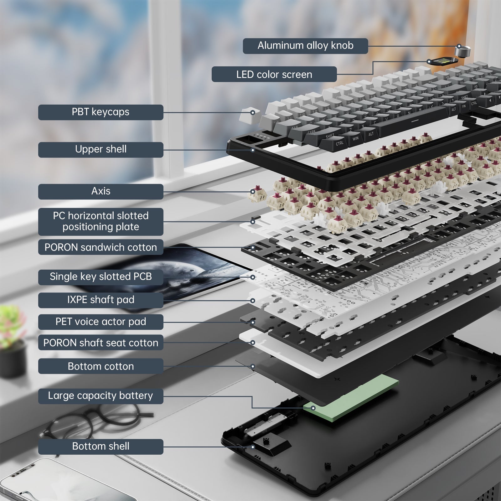 ATTACK SHARK X98PRO Wireless Gaming Keyboard - Bear Hugs