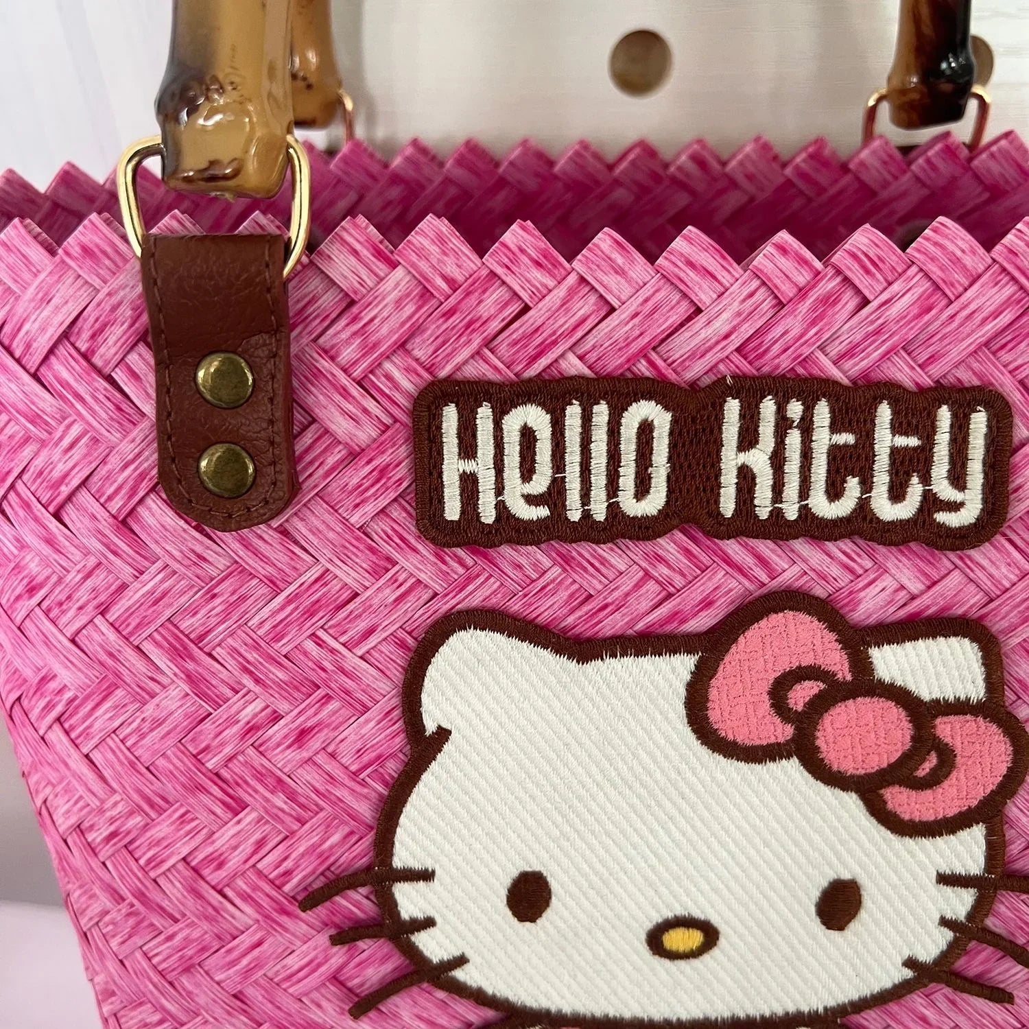 Hello Kitty Pink Petals Woven Tote Bag