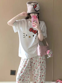 Kawaii Kitty Summer Pajamas Suits PN7087 - Bear Hugs