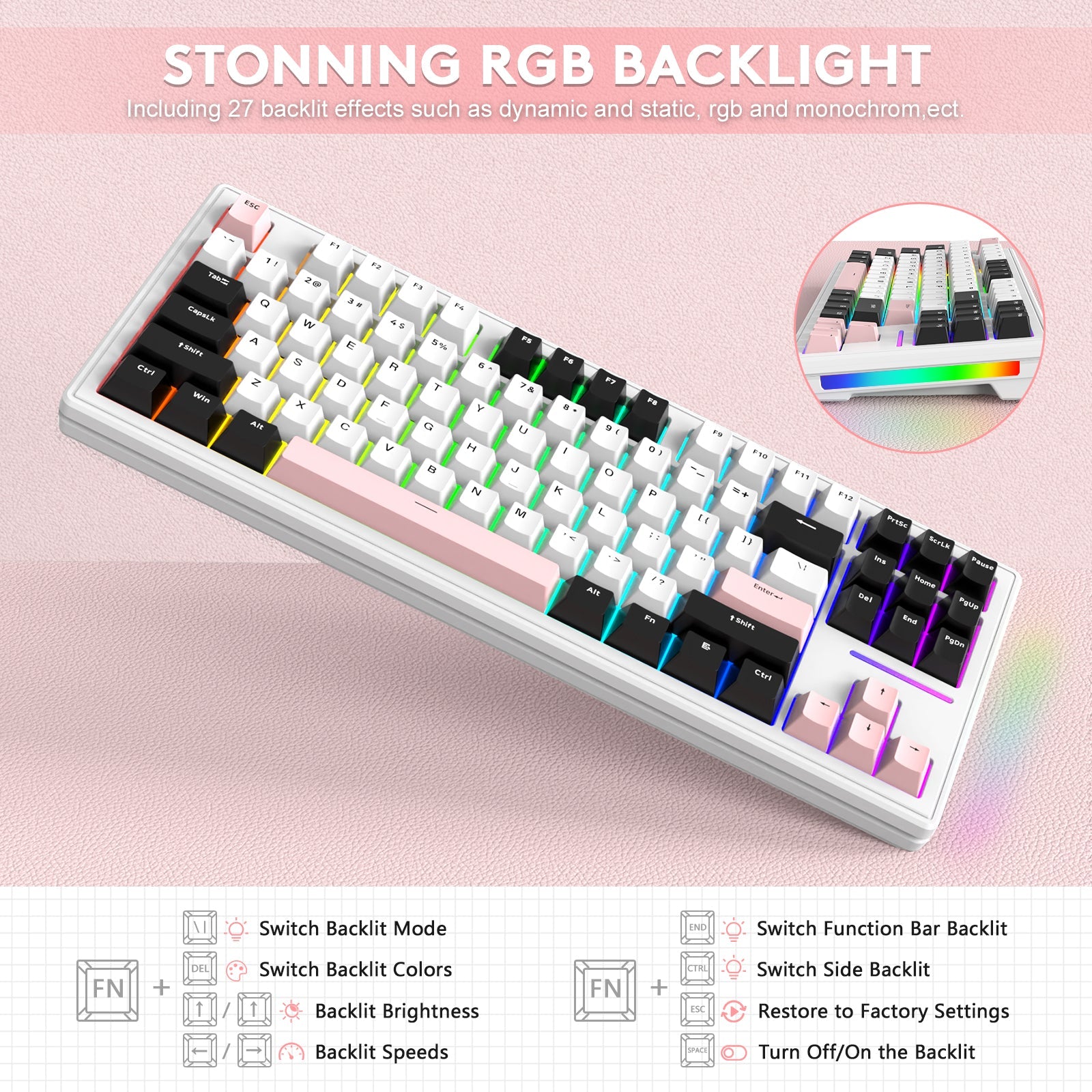 ATTACK SHARK M87 Wireless Mechanical Keyboard - Bear Hugs