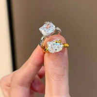 Hellokitty 925 Sterling Silver White Gold Plated Cubic Zirconia Promise Ring - Bear Hugs