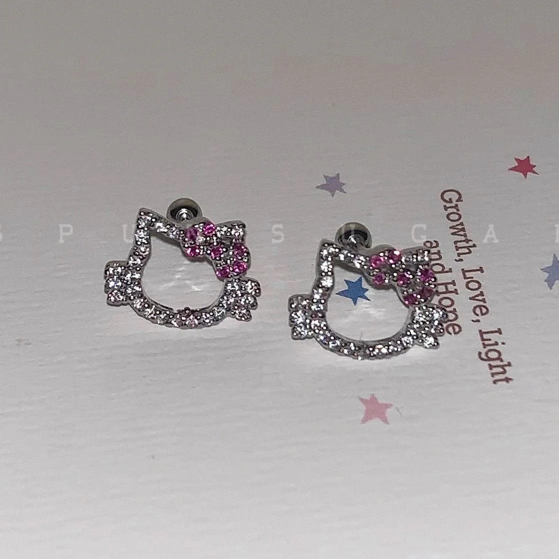 Sparkling HelloKitty Whisper Ear Cartilage Clips