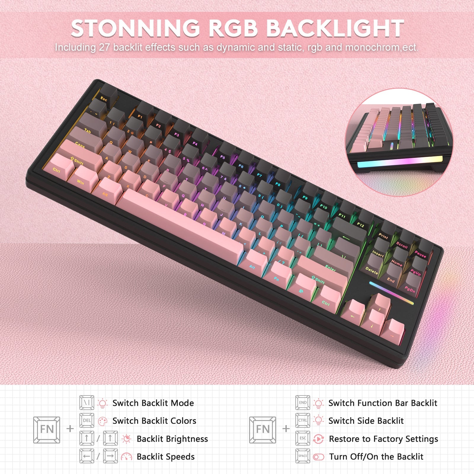 ATTACK SHARK M87 Wireless Mechanical Keyboard - Bear Hugs
