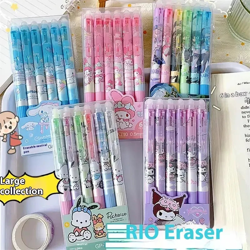 Sanrio & Egg Party Erasable Gel Pen (Set of 6)