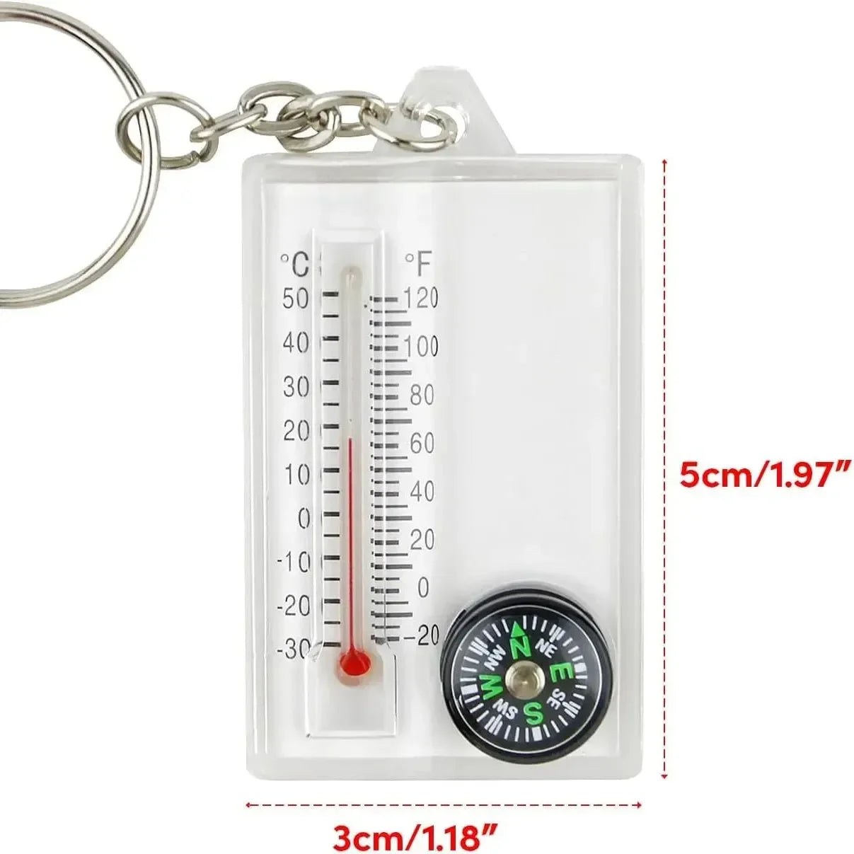 Thermometer Compass Utility Keychain