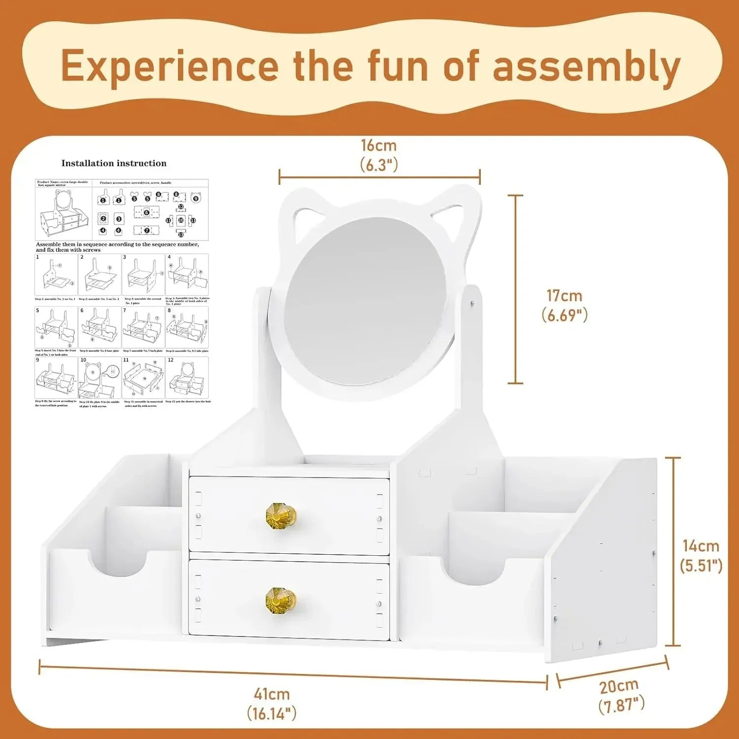 Makeup Desk Organizer with Mirror