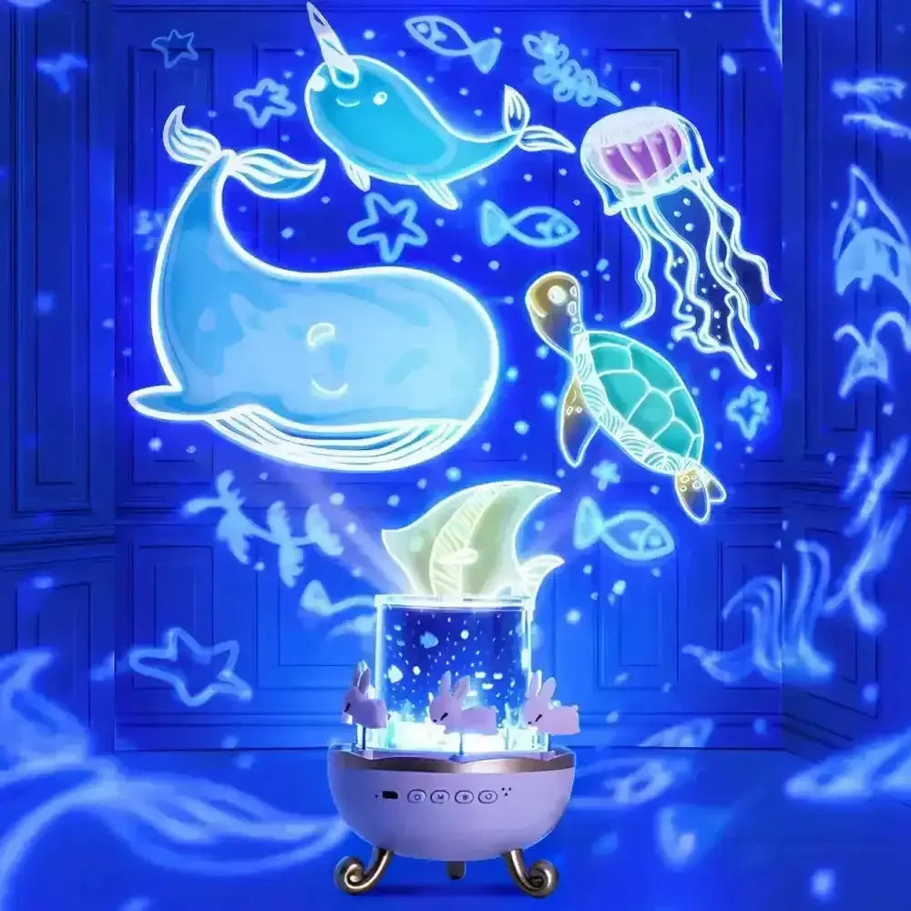 Bunny Tail Carousel Projector Night Lamp - Bear Hugs