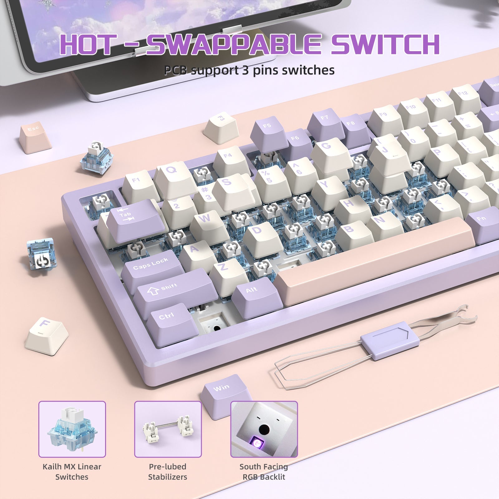 ATTACK SHARK X75 Full Aluminum Keyboard - Bear Hugs