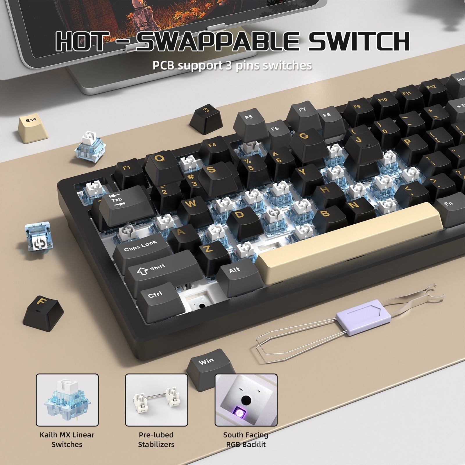 ATTACK SHARK X75 Full Aluminum Keyboard - Bear Hugs