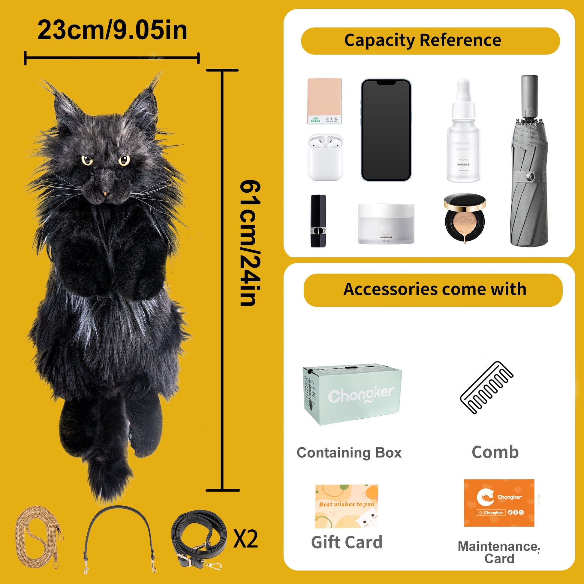 Chongker Realistic Maine Coon Cat Backpack - Bear Hugs