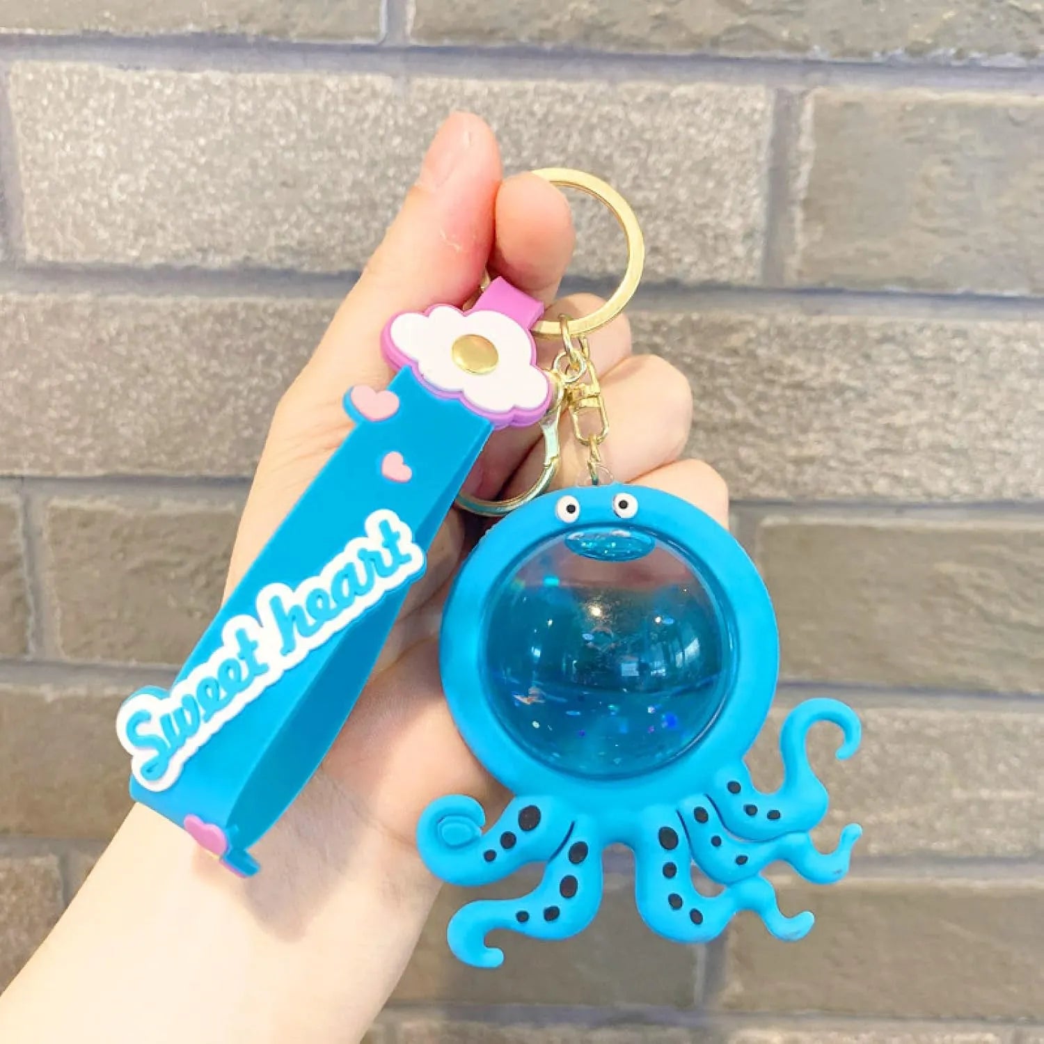 Ocean Sparkle Octopus Liquid Keychain