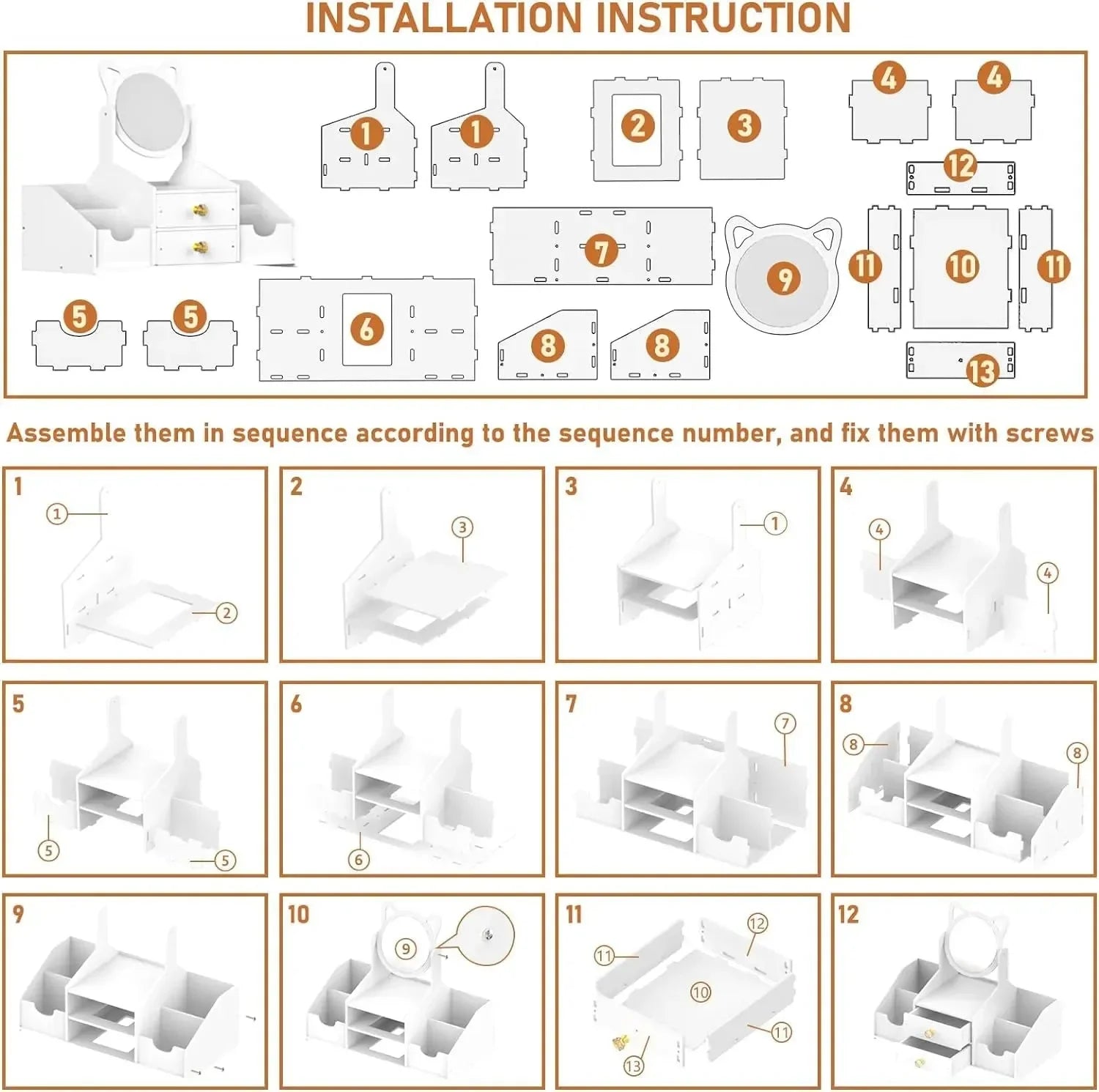 Makeup Desk Organizer with Mirror