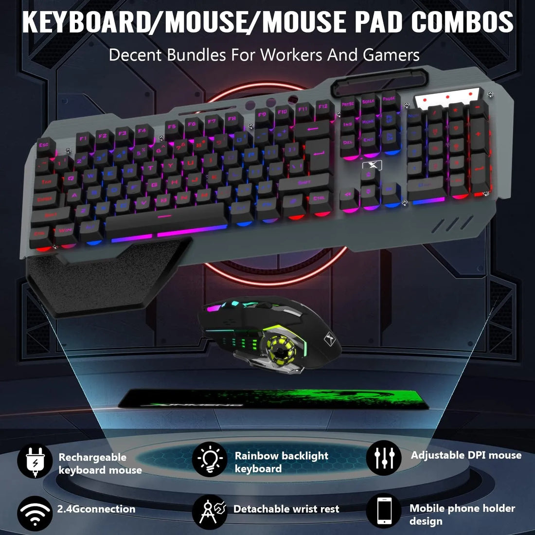 QZUKOY Mechanical Feel Gaming Keyboard and Mouse