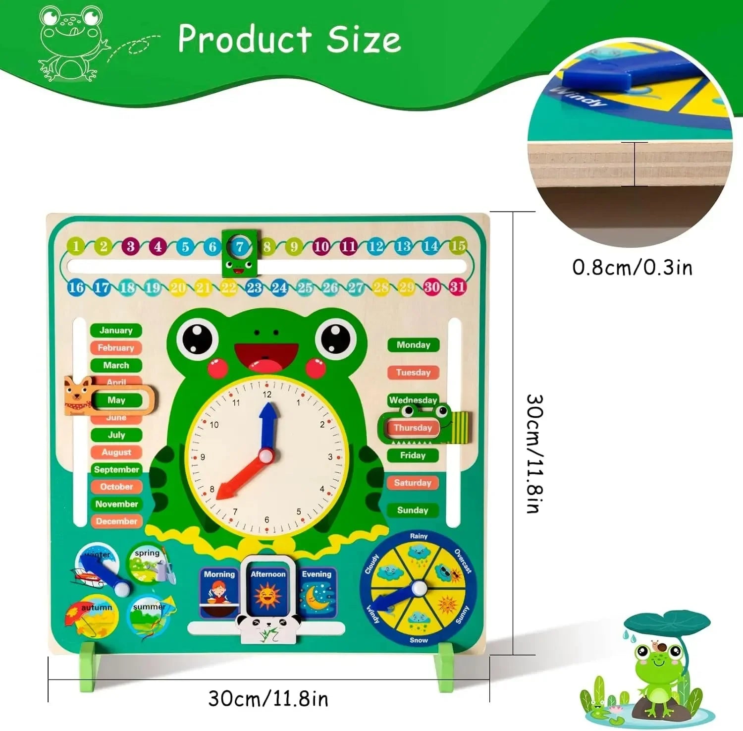 Horloge calendrier multifonctionnelle 7 en 1 Frog 