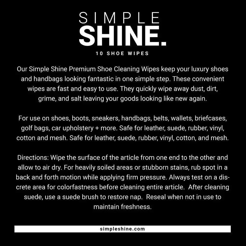 Simple Shine Shoe Cleaning Wipes (Set of 30)