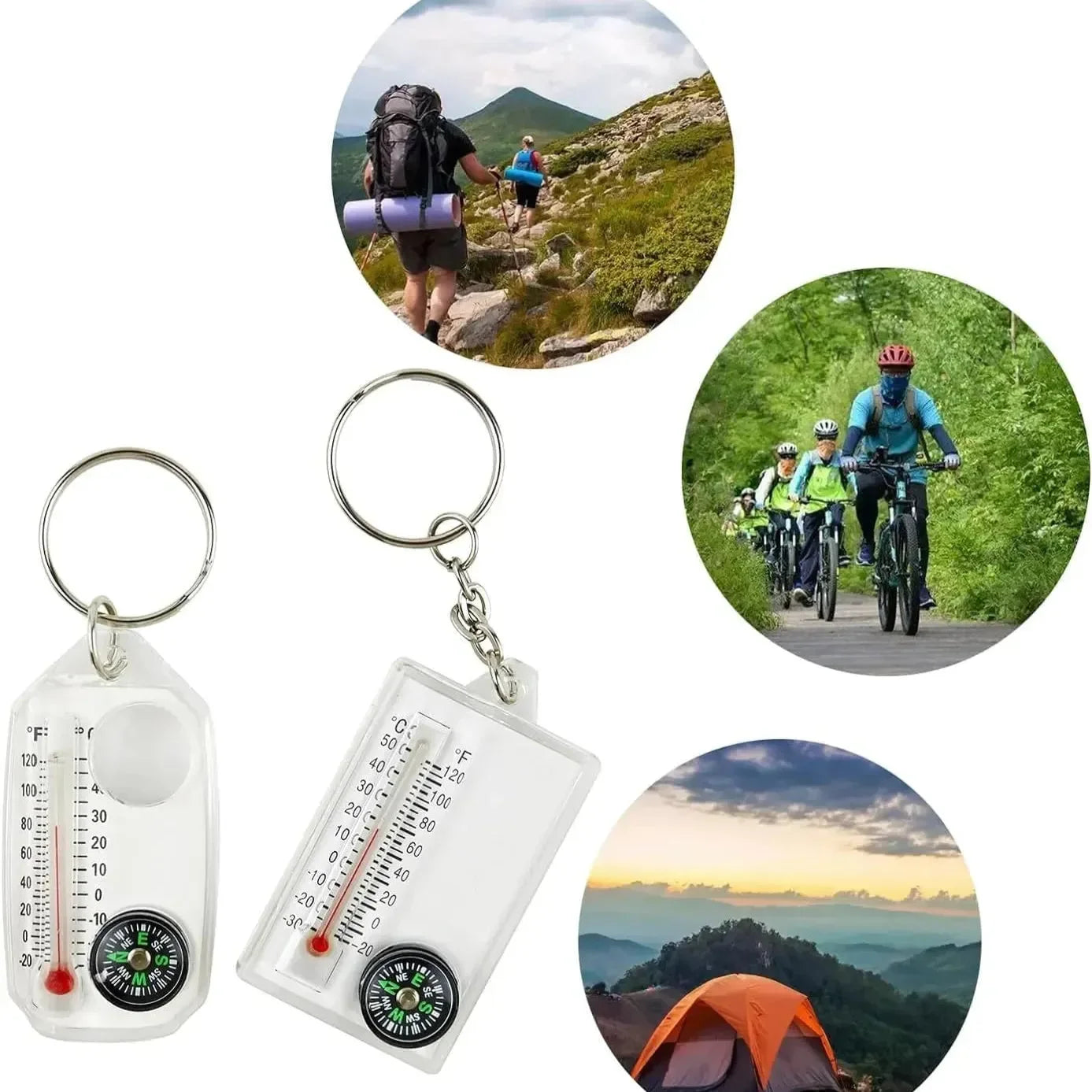 Thermometer Compass Utility Keychain