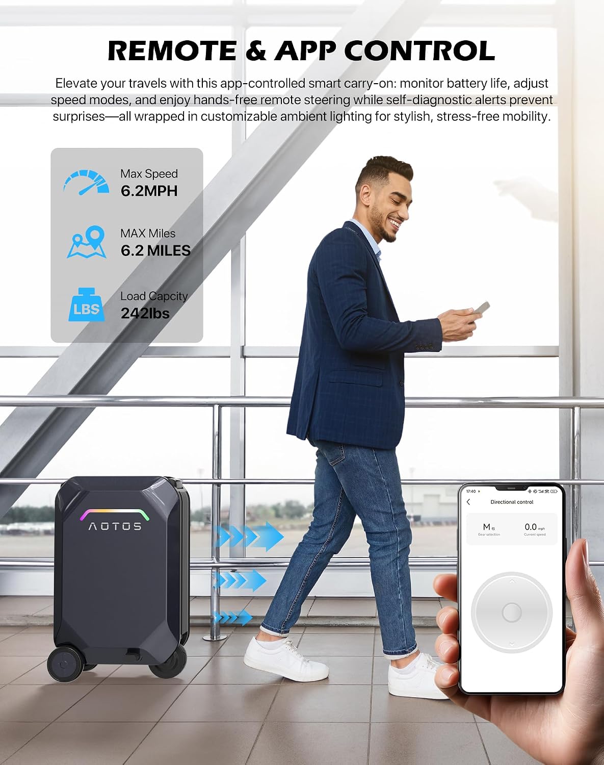 AOTOS 22 Inch Carry on luggage-hardside PC+ABS suitcase with rolling wheels, Built-in TSA Lock & USB Port, Durable Suitcase Travel Luggage for Women Men, Grey, small, Smart Ridable Luggage - Bear Hugs